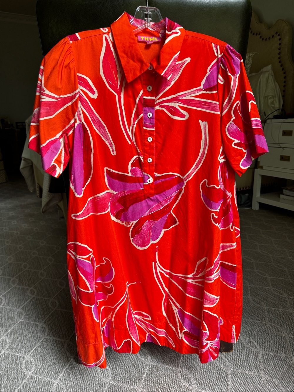 THML Swing Dress Bright Orange, Pink & Purple with Pockets
